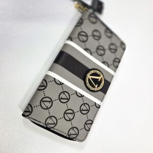 Vera New York Signature Zip Around Wallet Gray Black VNWS22962